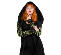 Restyle Herbal Gothic Hoodie Women's Occult Emo Dark Fashion Black Cotton Long Jacket with Oversized Hood (as8, alpha, 3x_l, plus, regular)