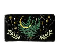 Restyle Herbal Wallet Fern Embroidery Crescent Moon Gothic Suedette