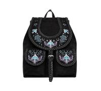 Restyle Moonglow Backpack - Suede Gothic Bag with Luna Moth & Plant Embroidery
