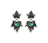Restyle Poisoned Ivy Earrings Silver Ivy Leaf Studs with Green Crystal Jewelry