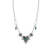 Restyle Poisoned Ivy Necklace Gothic Silver Ivy Leaves, Emerald Green Crystals