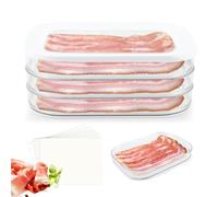 Restynic 3-Tier Airtight Deli Meat Container Set, Stackable Lunch Meat Storage with Lid for Fridge, 18.6oz Each Layer, Bacon & Cold Cuts Keeper