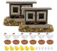 Restynic Fairy Garden Mini Chicken Coop Decor, 26-Piece Farm Scene Set