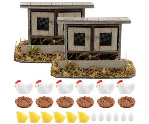 Restynic Fairy Garden Mini Chicken Coop Decor, 26-Piece Farm Scene Set