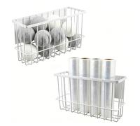 Restynic Magnetic Metal Basket Organizer for Fridge & Locker, Storage Basket for Foil/Plastic Wrap/Spice/Dryer Ball, Space-Saving Kitchen & Laundry Solution (White, S)