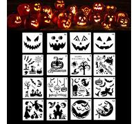 Resuable Pumpkin Stencils,16 Pcs Halloween Patterns for Carving and Painting Pumpkins-Funny, Spooky, Scary Templates for Gift Bags Crafts Drawing Painting Spraying, Window, Paper, Fabric, Wall Art