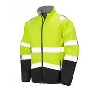 (S, Fluorescent Yellow/Black) Result Adults Safe-Guard Printable Safety Soft Shell Jacket