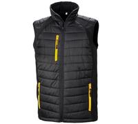 Result Black Compass Softshell Gilet, Black/Yellow, X-Large. R238X