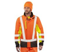 Result Genuine Recycled Mens 3 Tone 3 Layer Printable Safety Soft Shell Jacket Fluorescent Yellow/orange/black (L)