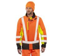 Result Genuine Recycled Mens 3 Tone 3 Layer Safety Soft Shell Jacket Fluorescent Yellow/fluorescent Orange/black (Xxl)