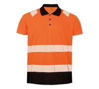 Result Genuine Recycled Mens Safety Polo Shirt / L-XL Fluorescent Orange/Black R