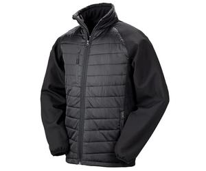 Result Genuine Recycled R237X Mens Black Compass Padded Softshell Jacket - Black/Black - XL