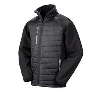 Result Genuine Recycled R237X Mens Black Compass Padded Softshell Jacket - Black/Grey - 2XL