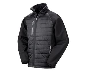 Result Genuine Recycled R237X Mens Black Compass Padded Softshell Jacket - Black/Grey - 3XL
