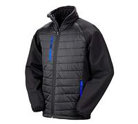 Result Genuine Recycled R237X Mens Black Compass Padded Softshell Jacket - Black/Royal - XL