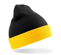 Result Genuine Recycled RC930X Mens Recycled Black Compass Beanie - Black/Yellow - One Size