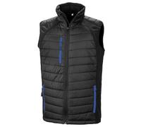 (L, Black/Royal Blue) Result Genuine Recycled Unisex Adult Compass Softshell Padded Gilet