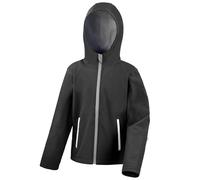 Result Kids R224J kt Core Tx Performance Hooded Softshell Jacket - Black/Grey, 2X-Large/Size 13/14