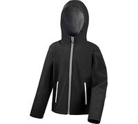 Result Kids R224J kt Core Tx Performance Hooded Softshell Jacket - Black/Grey, Small/Size 5/6
