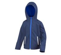 Result Kids R224J kt Core Tx Performance Hooded Softshell Jacket - Navy/Royal, Large/Size 9/10
