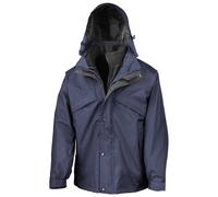 (2XL, Navy Blue) Result Mens 3 In 1 Zip And Clip StormDri Waterproof Windproof Jacket