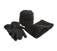 (M, Black) Result Unisex Active Fleece Anti-Pill Winter Hat, Gloves & Neckwarmer Set