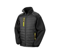 (L, Black/Yellow) Result Mens Black Compass Padded Soft Shell Jacket