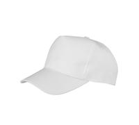 Result Men's Boston 5 Panel Polycotton Baseball Cap in White Result White One Size