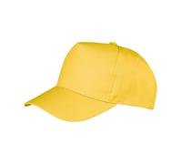 Result Men's Boston 5 Panel Polycotton Baseball Cap in Yellow Result Yellow One Size