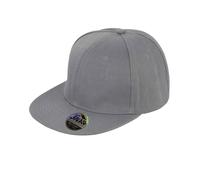 Result Men's Core Bronx Original Flat Peak Snapback Solid Colour Cap in Grey Result Grey One Size