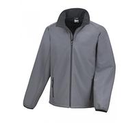 Result Men's Core Printable Soft Shell Jacket, Turtleneck Long Sleeve, Grey (Cha/Blk) 3XL