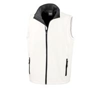 (M, White / Black) Result Mens Core Printable Softshell Bodywarmer