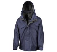 (M, Navy/Black) Result Mens Fleece Lined 3 in 1 Waterproof Jacket