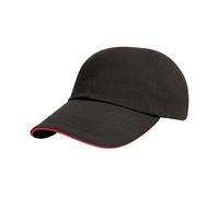 Result Men's Heavy Brushed Cotton Sandwich Peak Baseball Cap in Black Result Black One Size