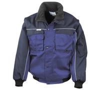 Result Men's Heavy Duty Zip-off Sleeves Pilot Jacket in Mid Blue | Size: XL Result Mid Blue XL