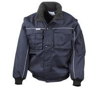 Result Men's Heavy Duty Zip-off Sleeves Pilot Jacket in Navy | Size: XL Result Navy XL