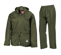 Result Men's Heavyweight Waterproof Rain Suit – Jacket & Trouser – Olive XL