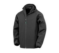 Result Mens Hooded 3 Layer Recycled Soft Shell Jacket (L) (Black)