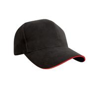 Result Men's Pro Style Heavy Cotton Sandwich Peak Baseball Cap in Black Result Black One Size