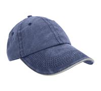 Result Men's Washed Fine Line Cotton Baseball Cap With Sandwich Peak in Mid Navy Result Mid Navy One Size