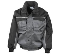 Result Men's Workguard Zip Sleeve Heavy Duty Water Repellent Windproof Jacket in Grey | Size: Medium Result Grey M