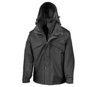 (4XL, Black) Result Mens Zip And Clip Waterproof 3 in 1 Jacket