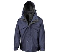 (L, Navy/Black) Result Mens Zip And Clip Waterproof 3 in 1 Jacket