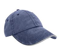 Result Headwear Washed Fine Line Cotton Cap with Sandwich Peak One Size Navy/Put