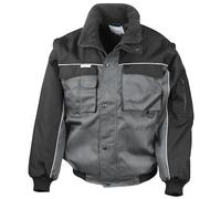 Result RE71A Work-Guard Zip Sleeve Heavy-Duty Pilot Jacket - Grey/Black, Medium