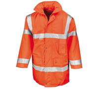 Result Safe Guard Motorway Coat Outdoor Jacket Workwear Phone Pocket Hi Vis Hood