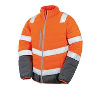 Result Mens Safety Jacket Safeguard Soft Padded Fluorescent Orange S