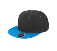 Result Unisex Core Bronx Original Flat Peak Snapback Dual Colour Cap (One Size) (Black/Azure Blue)