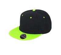 Result Unisex Core Bronx Original Flat Peak Snapback Dual Colour Cap (One Size) (Black/Lime Green)