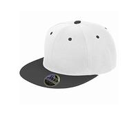 (One Size, White/Black) Result Unisex Core Bronx Original Flat Peak Snapback Dual Colour Cap